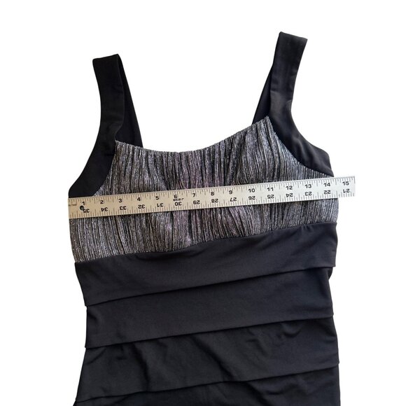 Enfocus Studio Y2K Elegant Black & Silver Metallic Sleeveless Bandage Dress Sz 8 - Picture 4 of 6